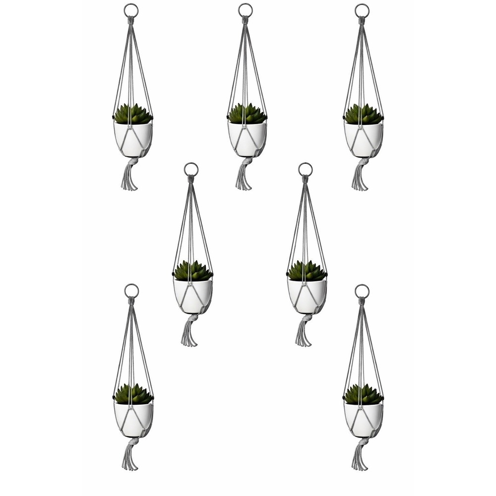 Primitive Planters 18" Mini Cotton Plant Hangers Charcoal Grey Set of 7 NEW